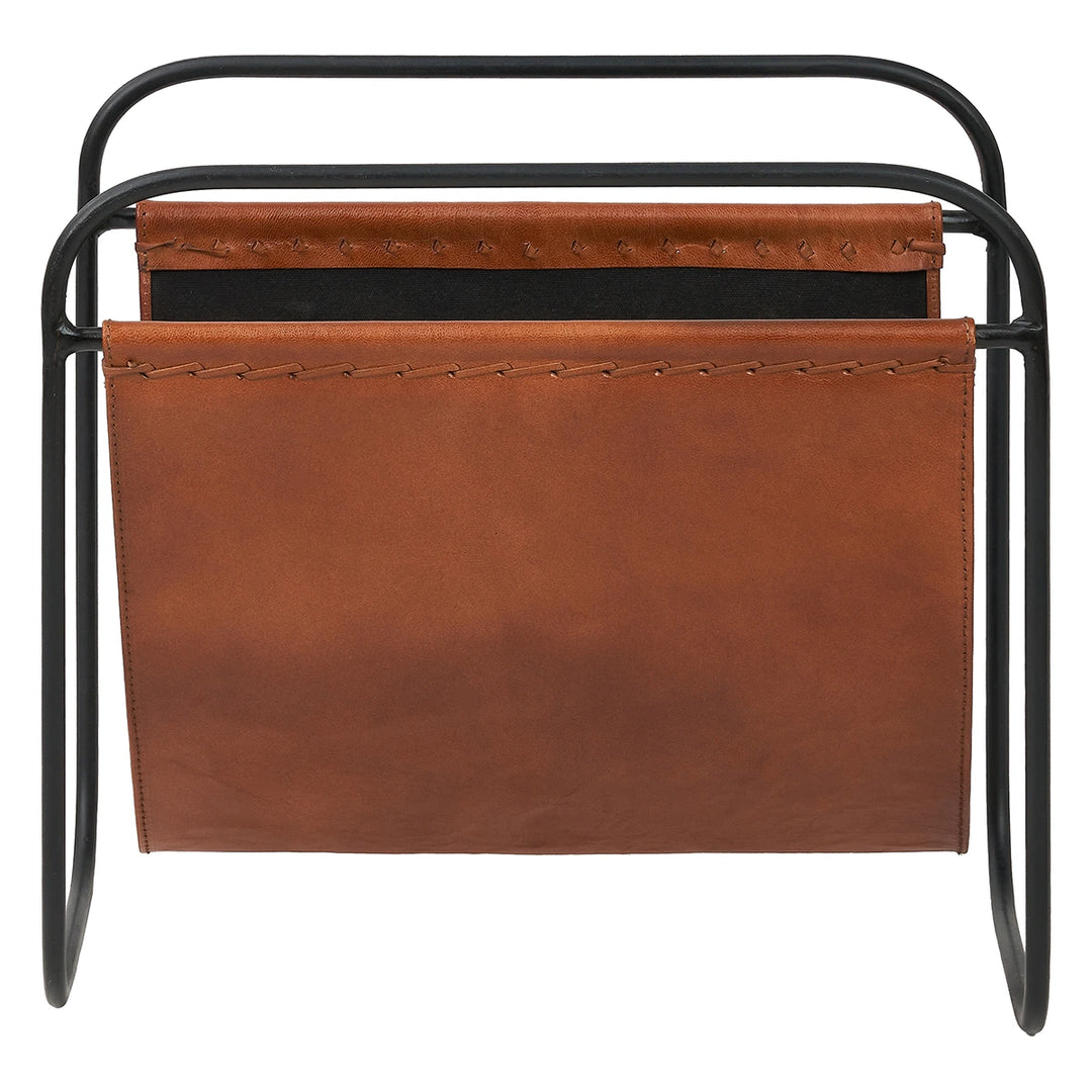 Eliseo Leather Magazine Rack - Vintage Brown