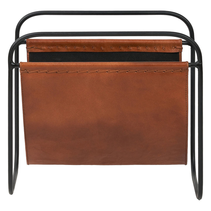 Eliseo Leather Magazine Rack - Vintage Brown