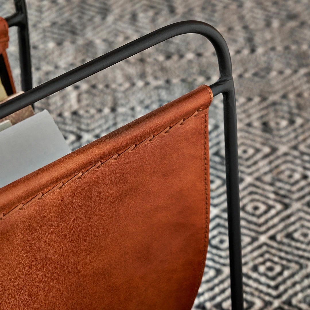 Eliseo Leather Magazine Rack - Vintage Brown