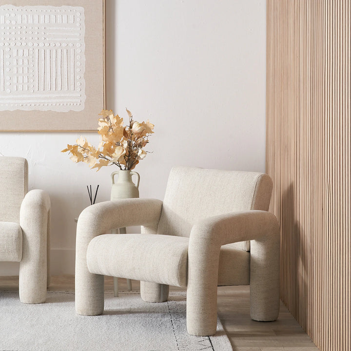 Ravello Textured Fabric Arm Chair - White