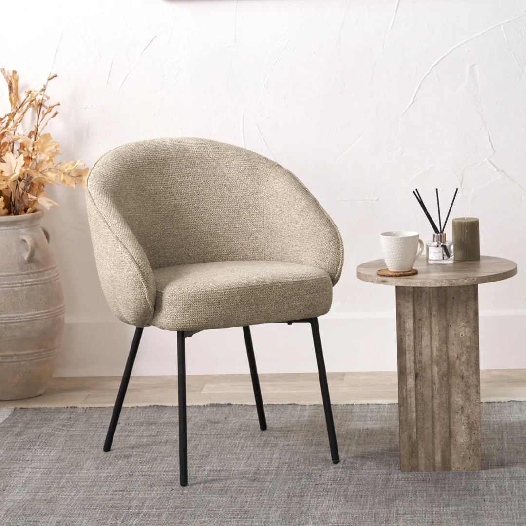 Kelsby Textured Marl Chenille Tub Dining Chair - Mocha