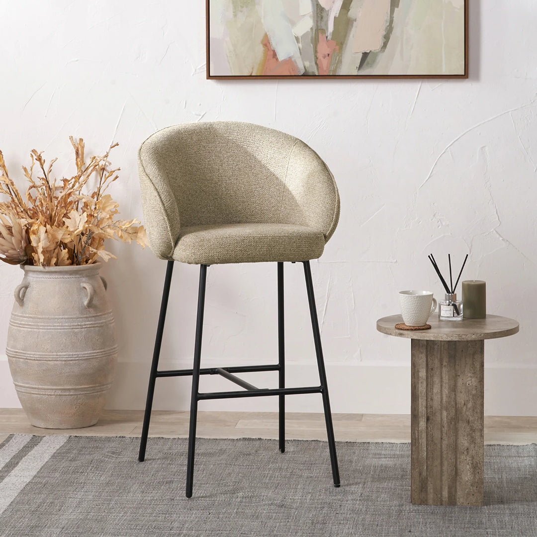 Kelsby Textured Marl Chenille Tub Bar Stool - Mocha