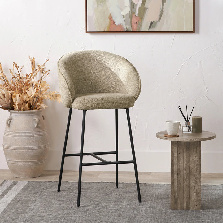 Kelsby Textured Marl Chenille Tub Bar Stool - Mocha
