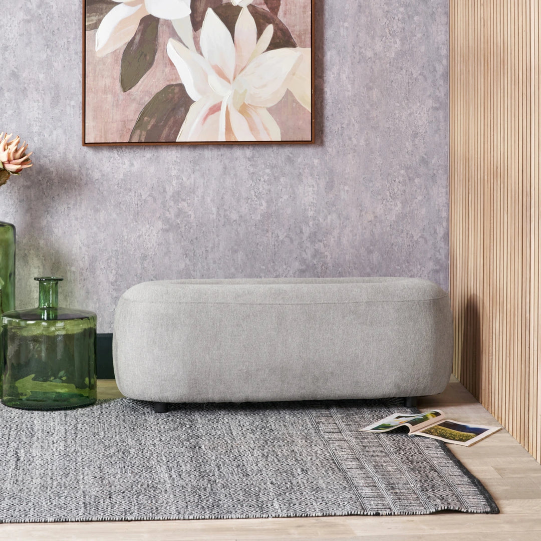 Carin Chenille Ottoman - Light Grey
