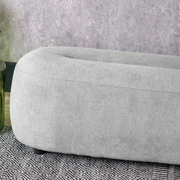 Carin Chenille Ottoman - Light Grey