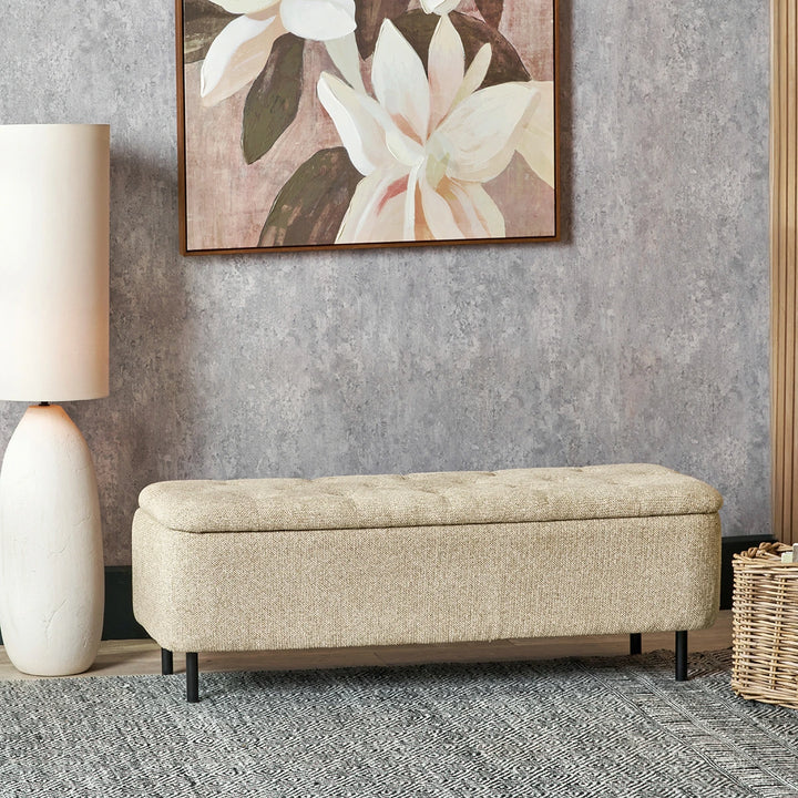 Else Textured Marl Chenille Storage Ottoman - Mocha