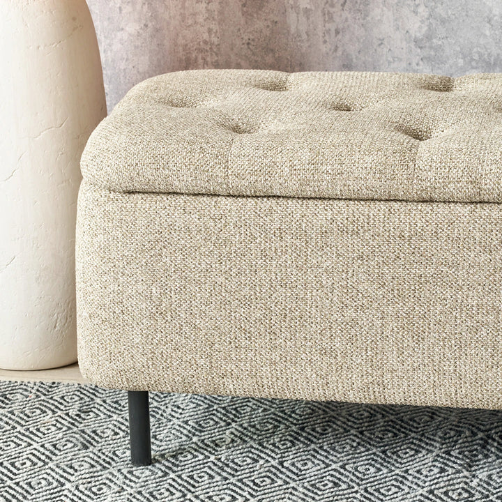 Else Textured Marl Chenille Storage Ottoman - Mocha