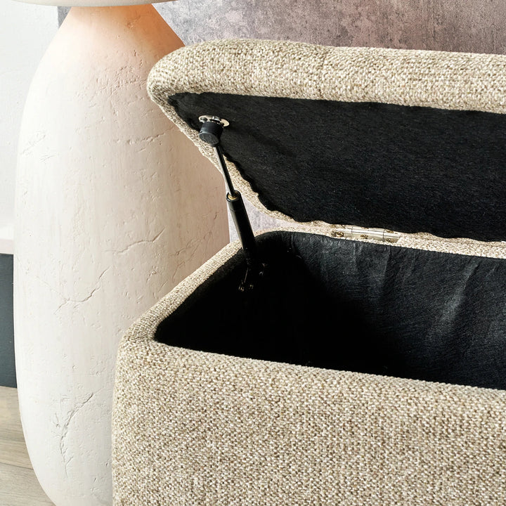 Else Textured Marl Chenille Storage Ottoman - Mocha