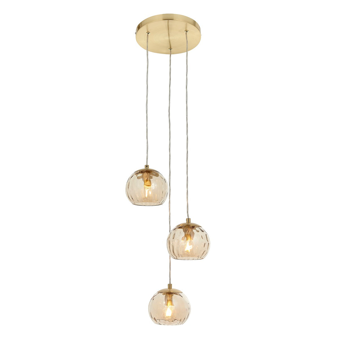 Dimple 3 Pendant Light - Satin Brass Endon 1