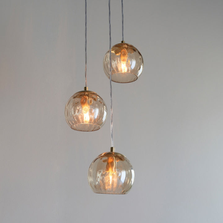 Dimple 3 Pendant Light - Satin Brass Endon 3