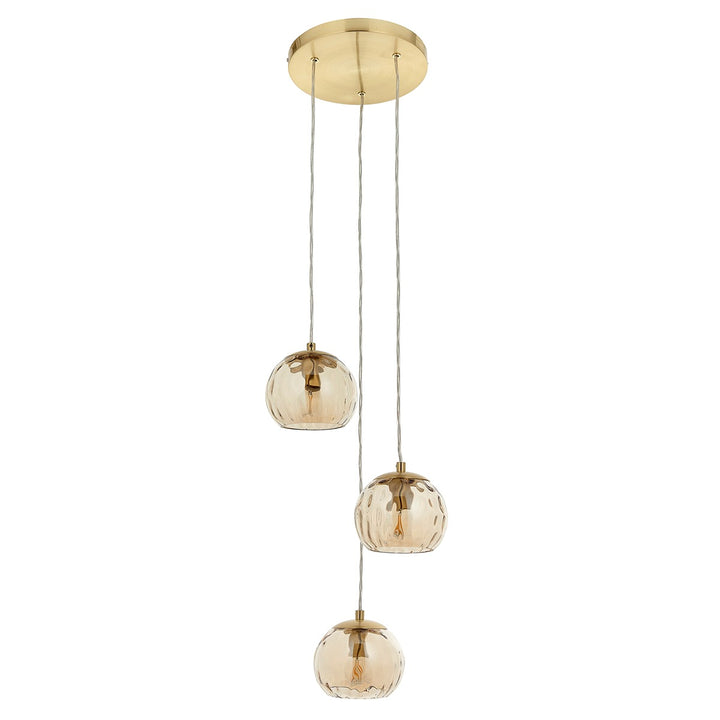 Dimple 3 Pendant Light - Satin Brass Endon 6