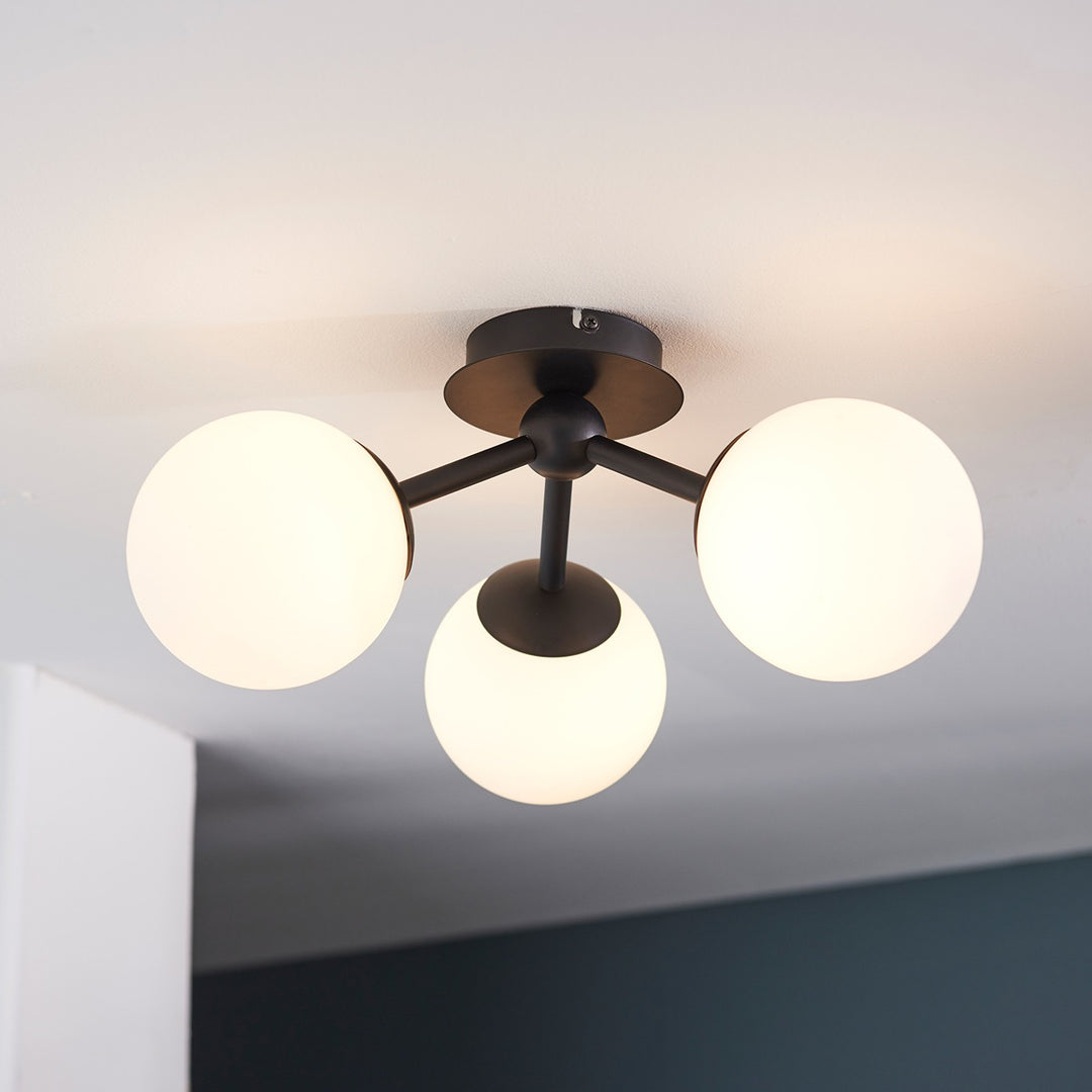 Pulsa 3 Bathroom Ceiling Light - Black Endon 4