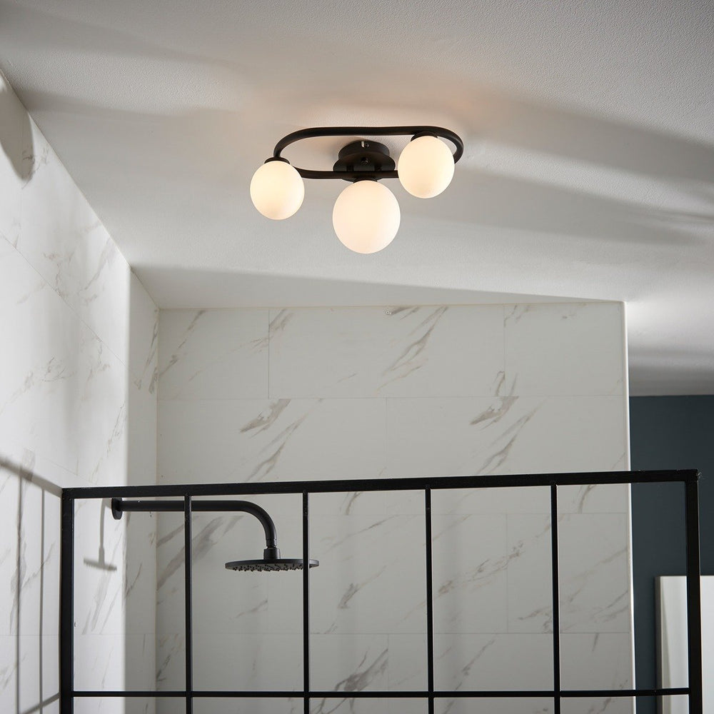 Pulsa 3 Bathroom Ring Ceiling Light - Black 175x359x252mm Endon 2