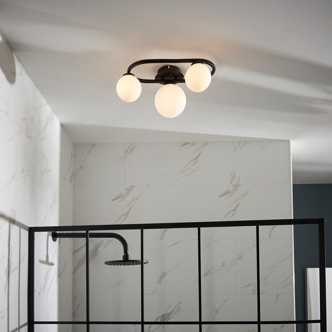 Pulsa 3 Bathroom Ring Ceiling Light - Black 175x359x252mm Endon 2