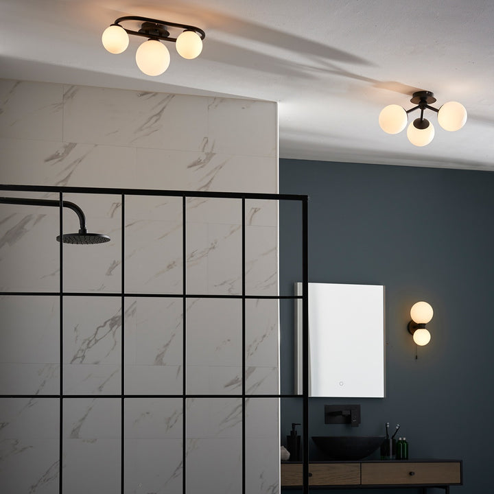 Pulsa 3 Bathroom Ring Ceiling Light - Black 175x359x252mm Endon 3
