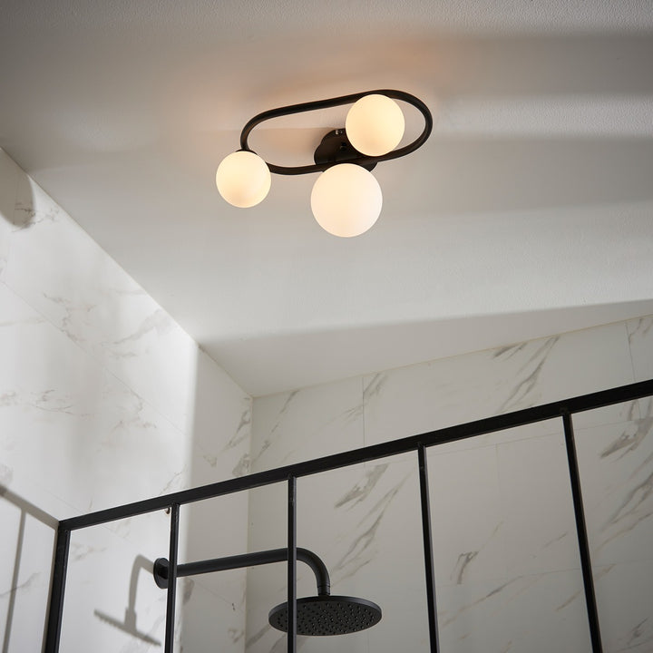 Pulsa 3 Bathroom Ring Ceiling Light - Black 175x359x252mm Endon 5