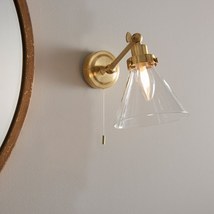 Faraday Bathroom Wall Light - Satin Brass Endon 2