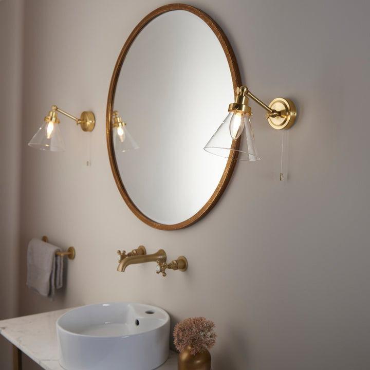 Faraday Bathroom Wall Light - Satin Brass Endon 6