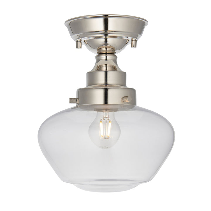 Chelsey 1 Light Ceiling Light - Bright Nickel & Clear Glass Endon 1