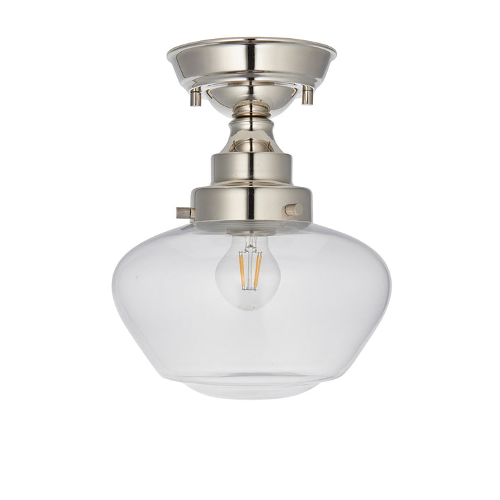 Chelsey 1 Light Ceiling Light - Bright Nickel & Clear Glass Endon 6