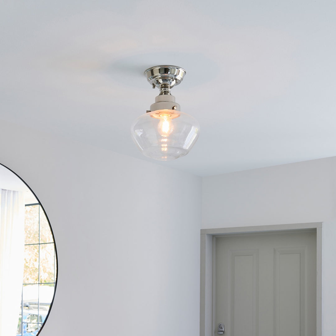 Chelsey 1 Light Ceiling Light - Bright Nickel & Clear Glass Endon 3