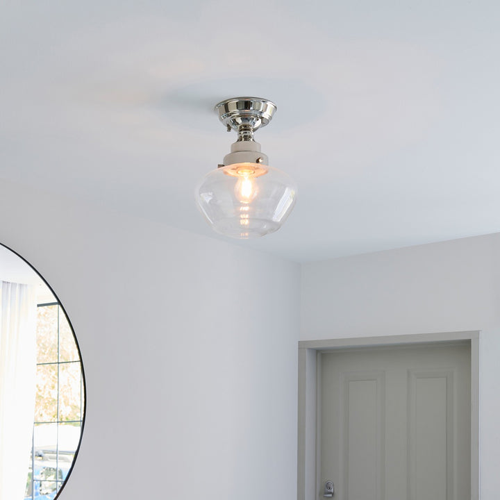 Chelsey 1 Light Ceiling Light - Bright Nickel & Clear Glass Endon 3
