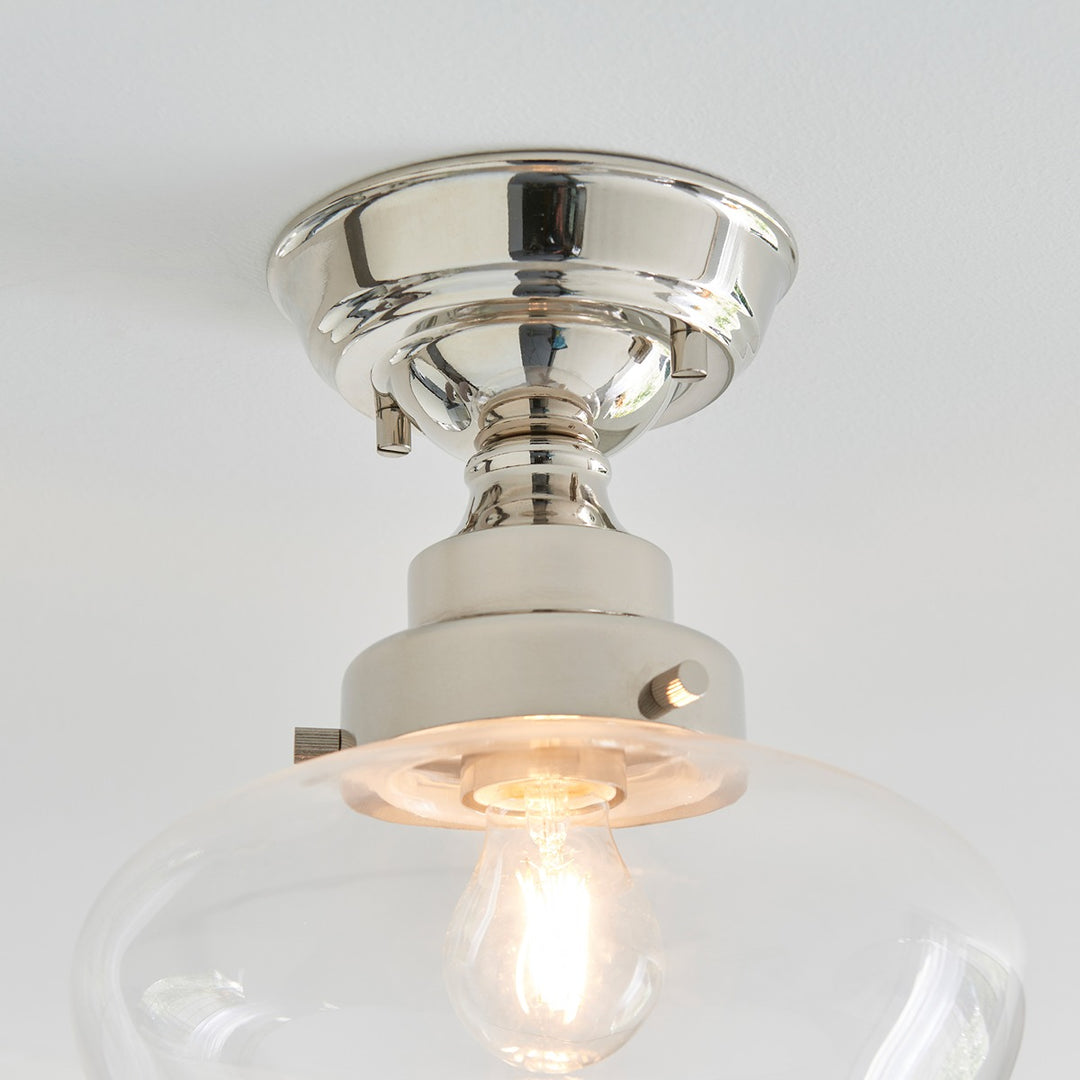 Chelsey 1 Light Ceiling Light - Bright Nickel & Clear Glass Endon 5