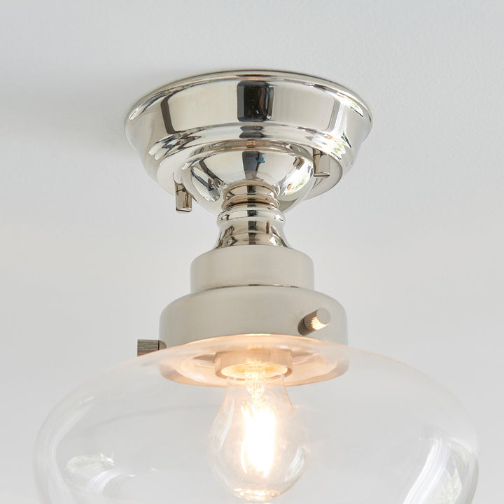 Chelsey 1 Light Ceiling Light - Bright Nickel & Clear Glass Endon 5