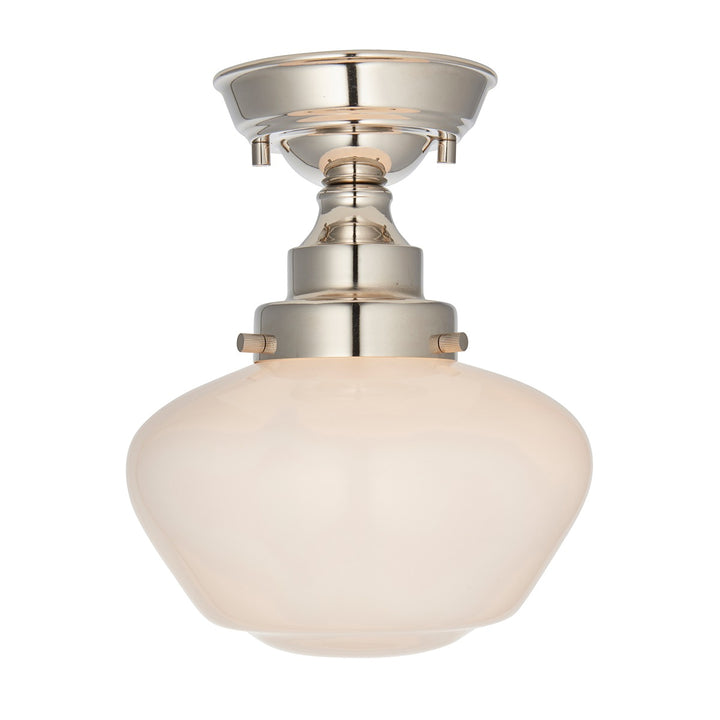 Chelsey 1 Light Ceiling Light - Bright Nickel & Opal Glass Endon 6