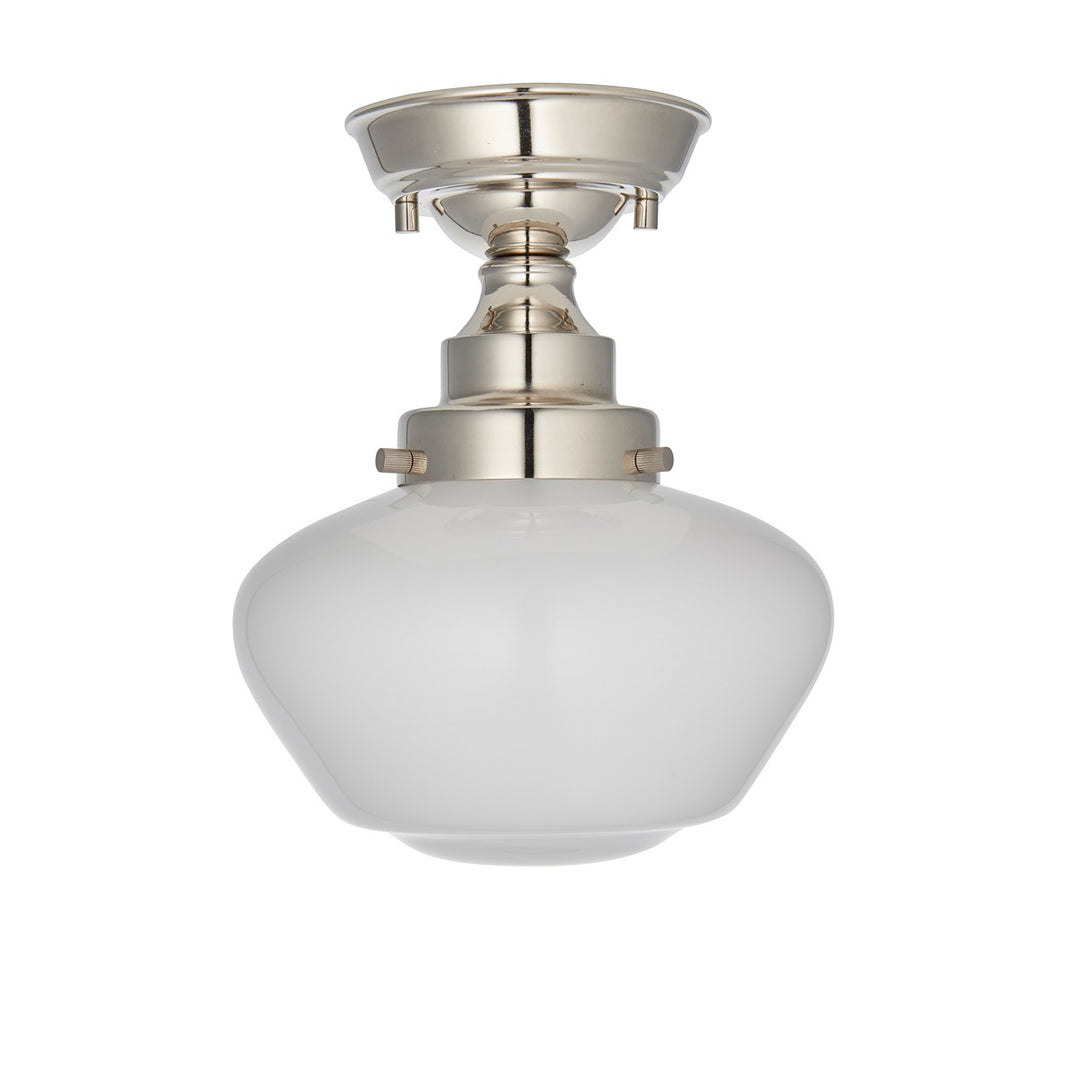 Chelsey 1 Light Ceiling Light - Bright Nickel & Opal Glass Endon 1