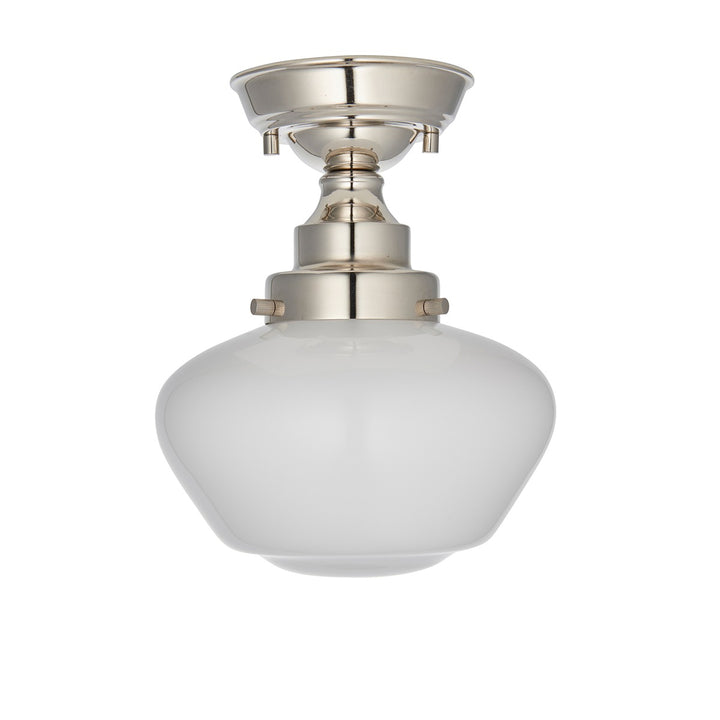 Chelsey 1 Light Ceiling Light - Bright Nickel & Opal Glass Endon 1
