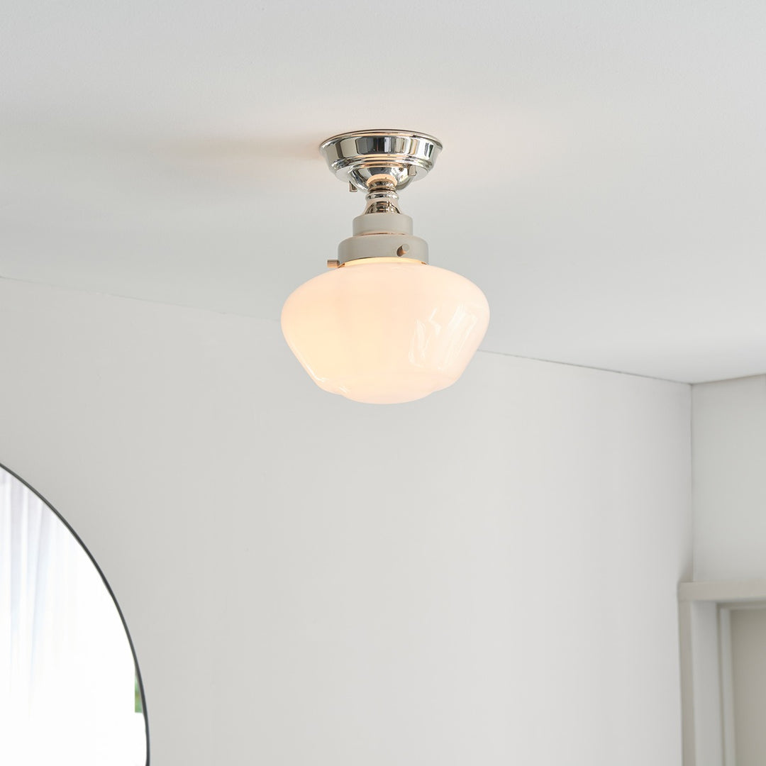 Chelsey 1 Light Ceiling Light - Bright Nickel & Opal Glass Endon 2