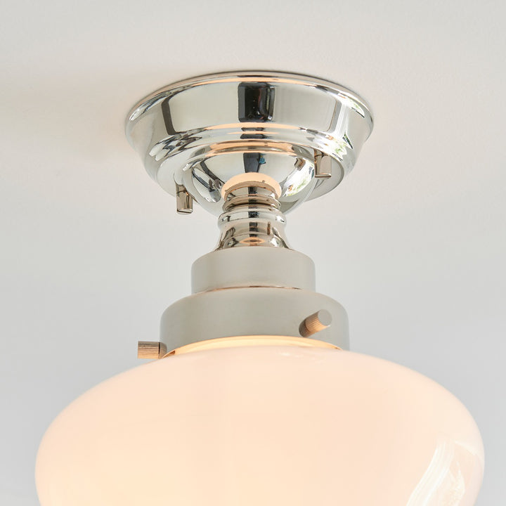 Chelsey 1 Light Ceiling Light - Bright Nickel & Opal Glass Endon 3