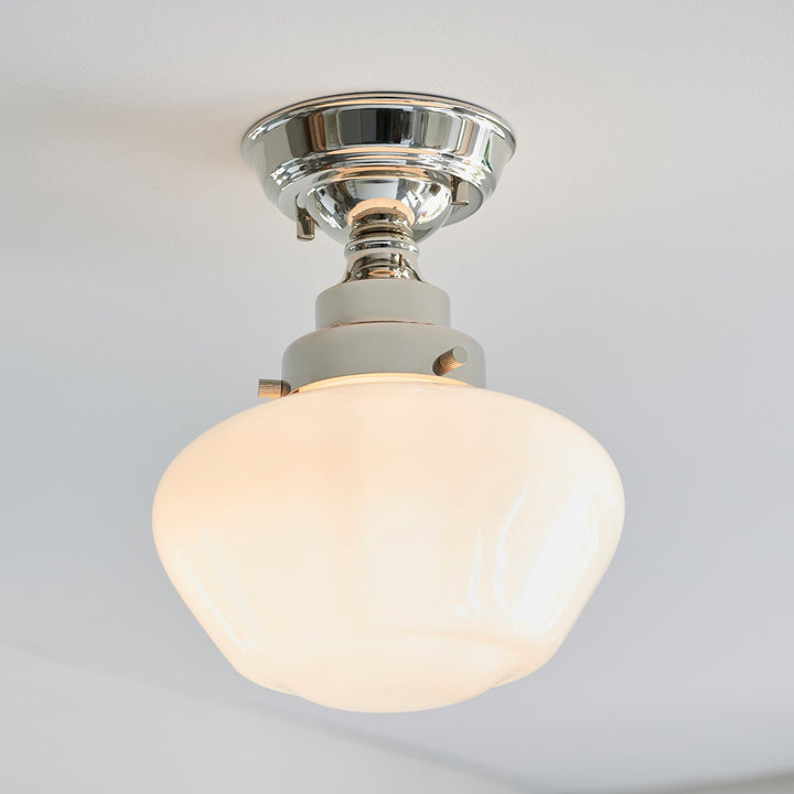 Chelsey 1 Light Ceiling Light - Bright Nickel & Opal Glass Endon 4