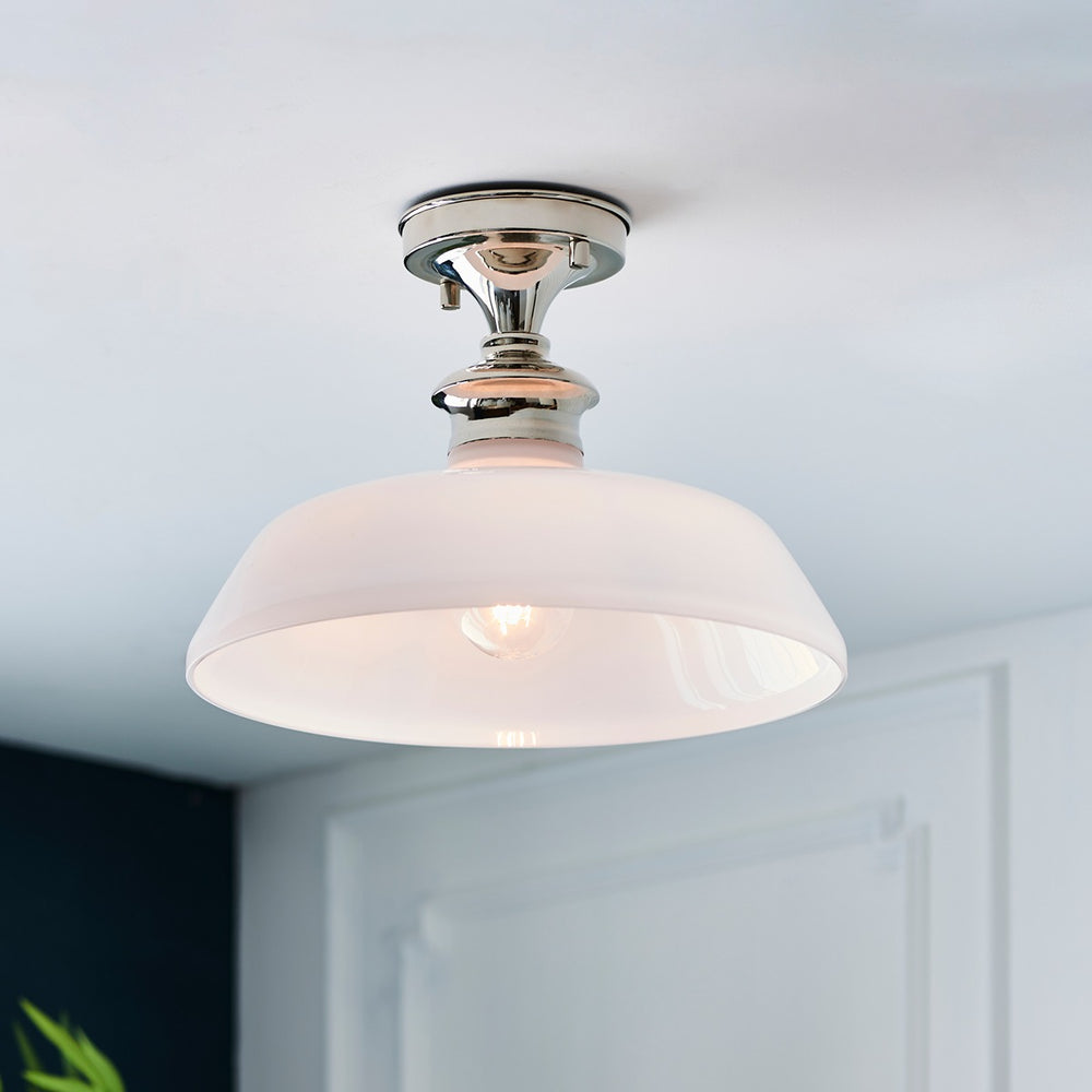 Barford Ceiling Light - Nickel & Opal Endon 2