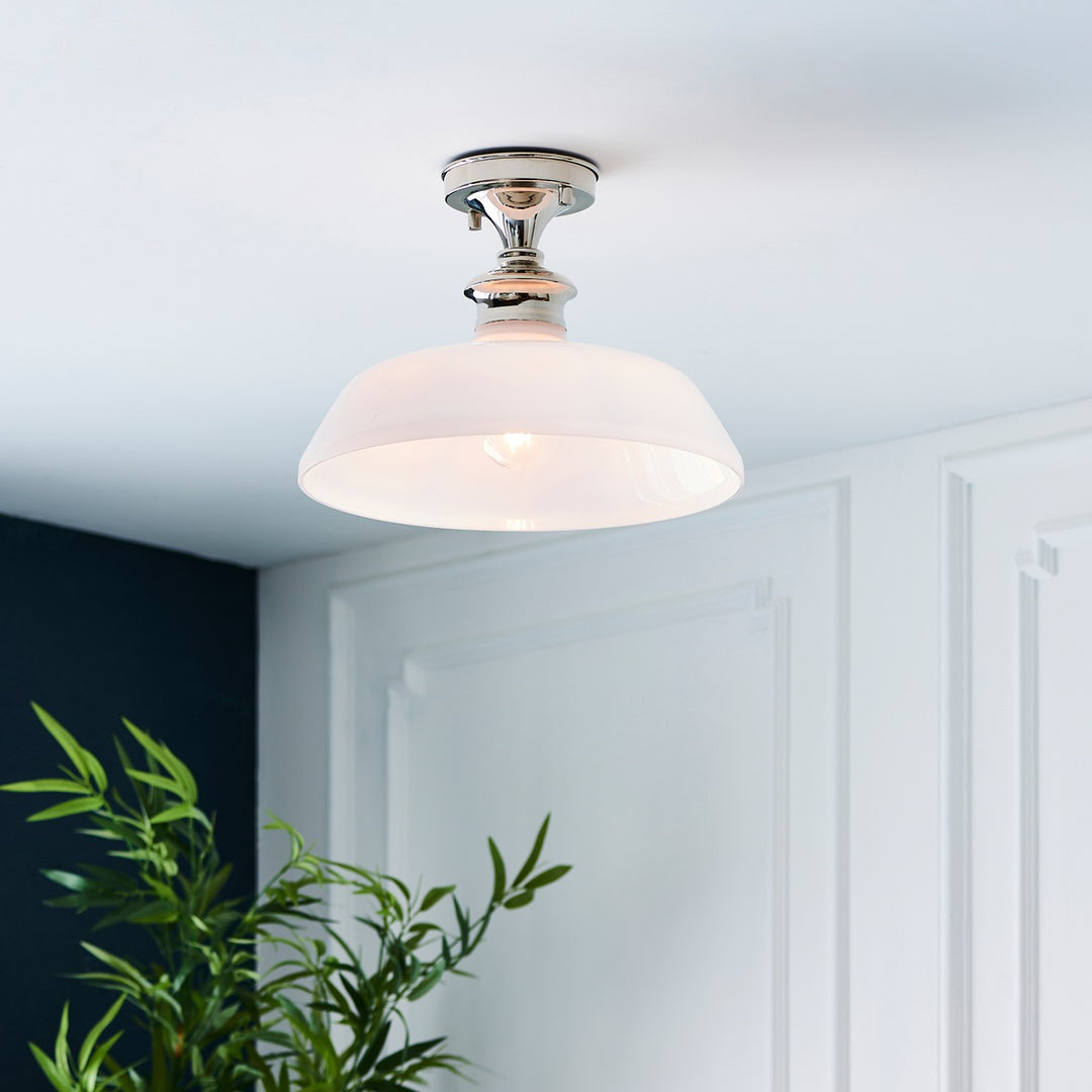 Barford Ceiling Light - Nickel & Opal Endon 3