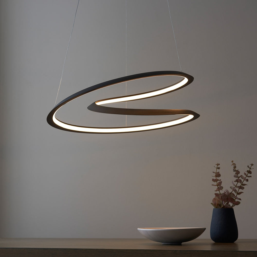 Staten Hanging Curved Pendant Light - Black Endon 2