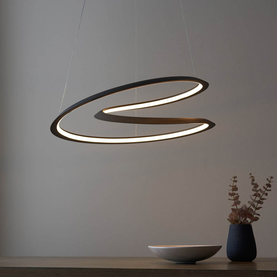 Staten Hanging Curved Pendant Light - Black Endon 2
