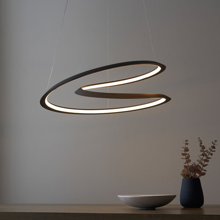Staten Hanging Curved Pendant Light - Black Endon 2