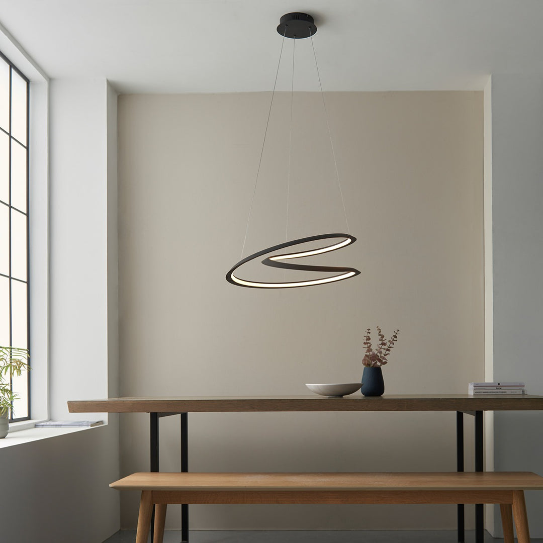 Staten Hanging Curved Pendant Light - Black Endon 3