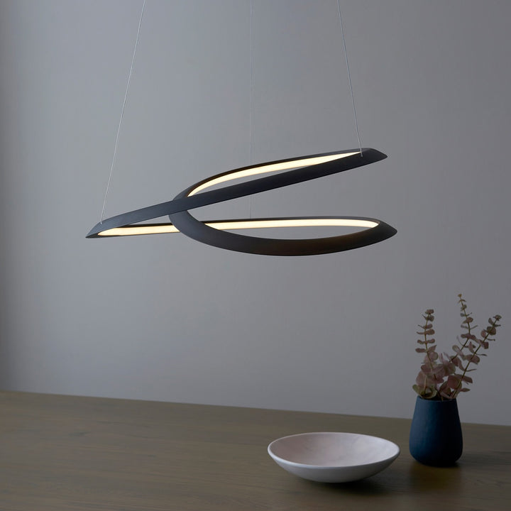 Staten Hanging Curved Pendant Light - Black Endon 4