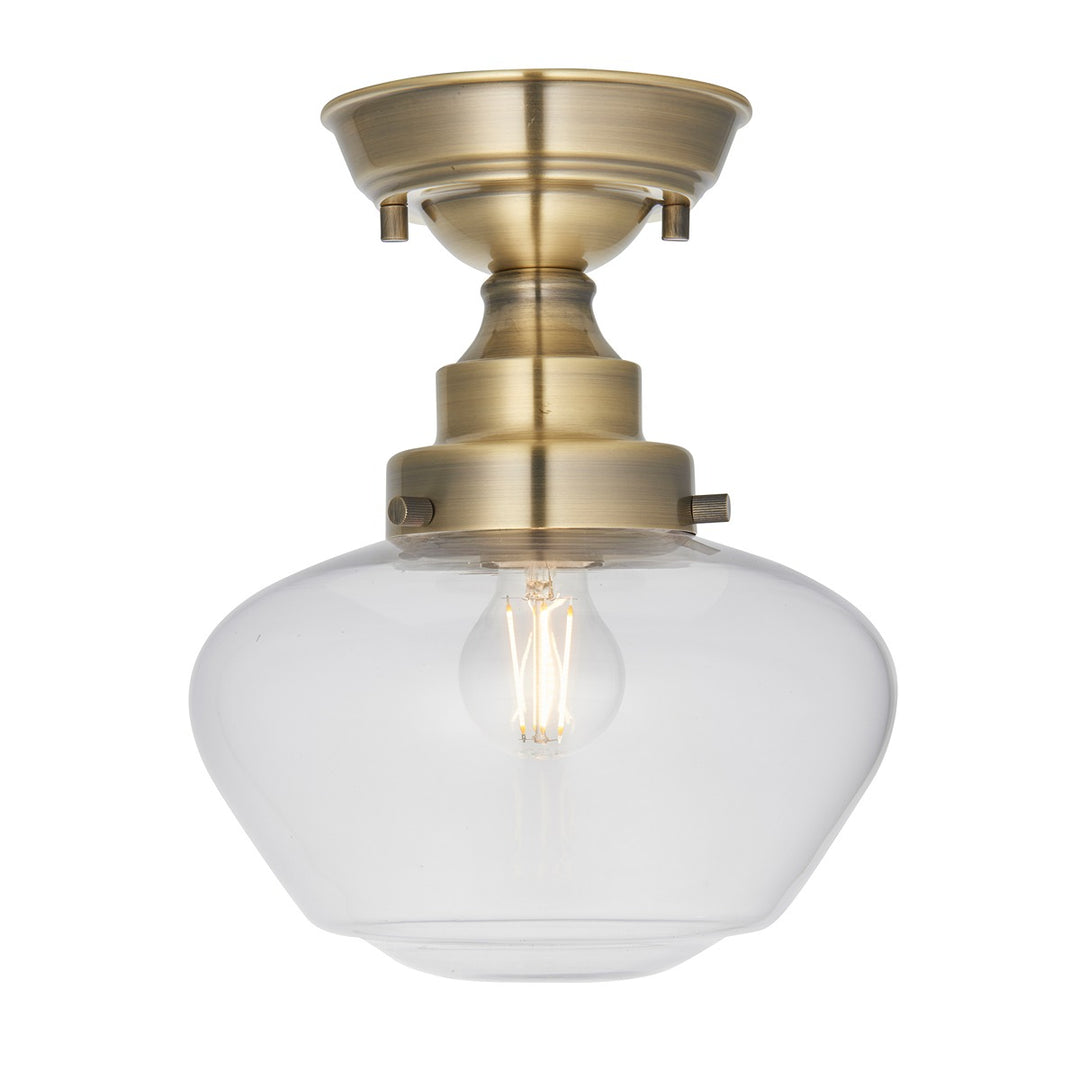 Chelsey 1 Light Ceiling Light - Antique Brass & Clear Glass Endon 6