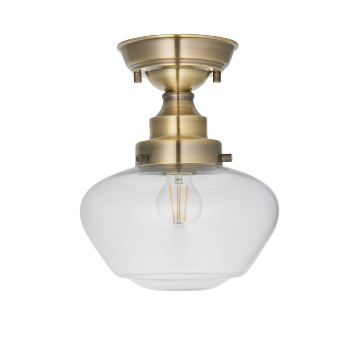 Chelsey 1 Light Ceiling Light - Antique Brass & Clear Glass Endon 1