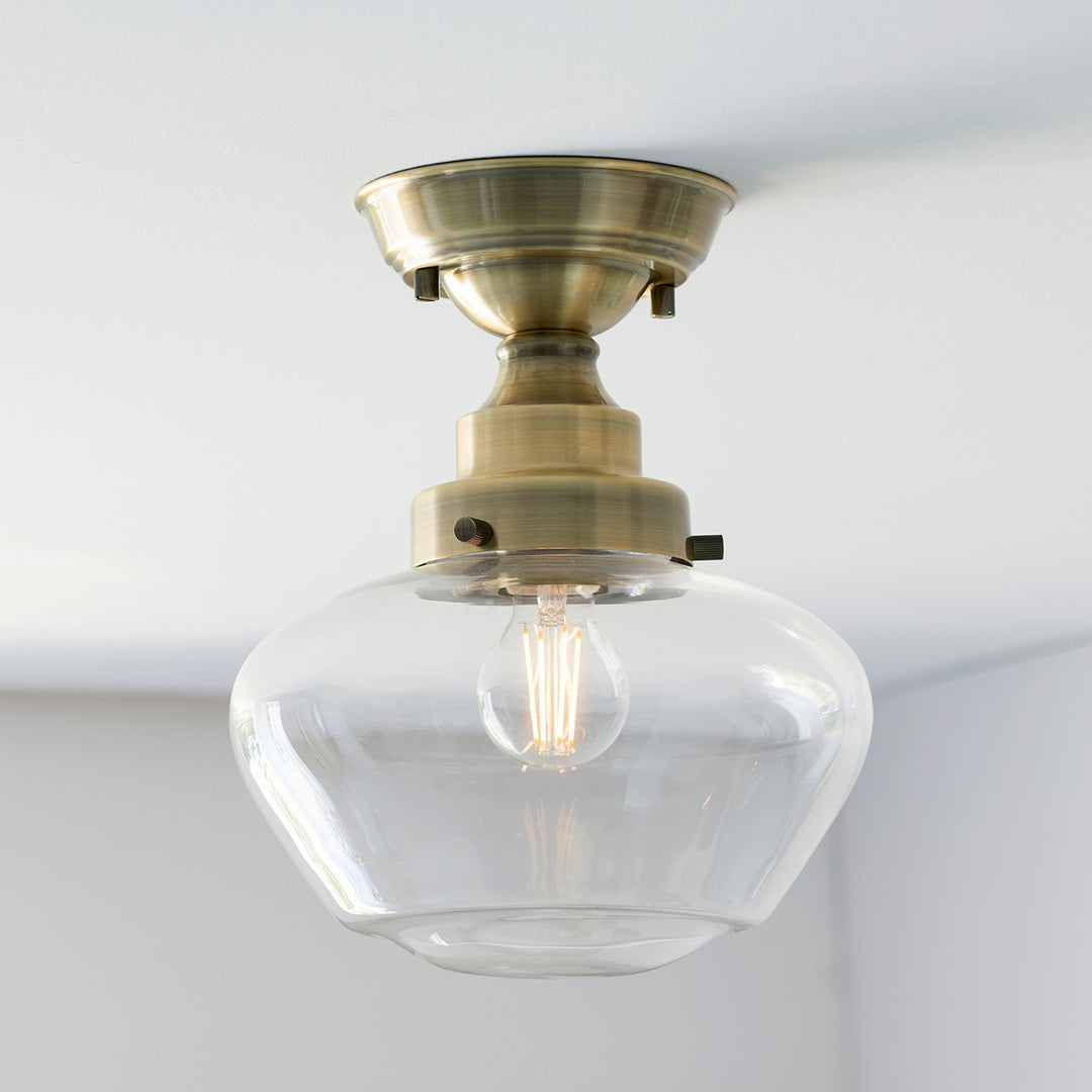 Chelsey 1 Light Ceiling Light - Antique Brass & Clear Glass Endon 2