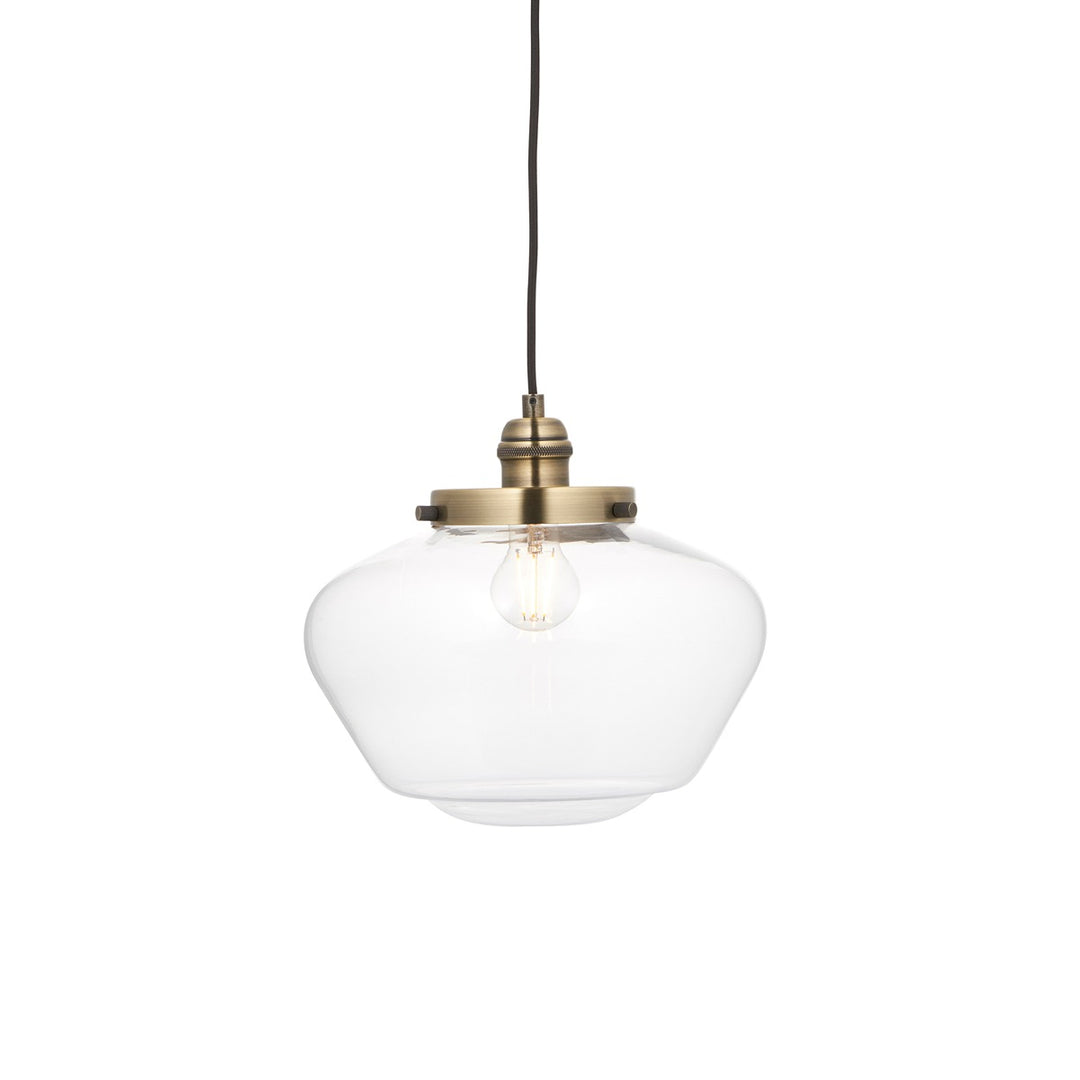 Chelsey 1 Light Pendant Light - Antique Brass & Clear Glass Endon 7