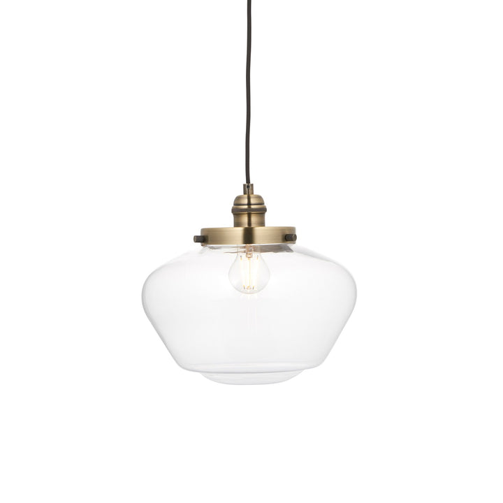 Chelsey 1 Light Pendant Light - Antique Brass & Clear Glass Endon 7