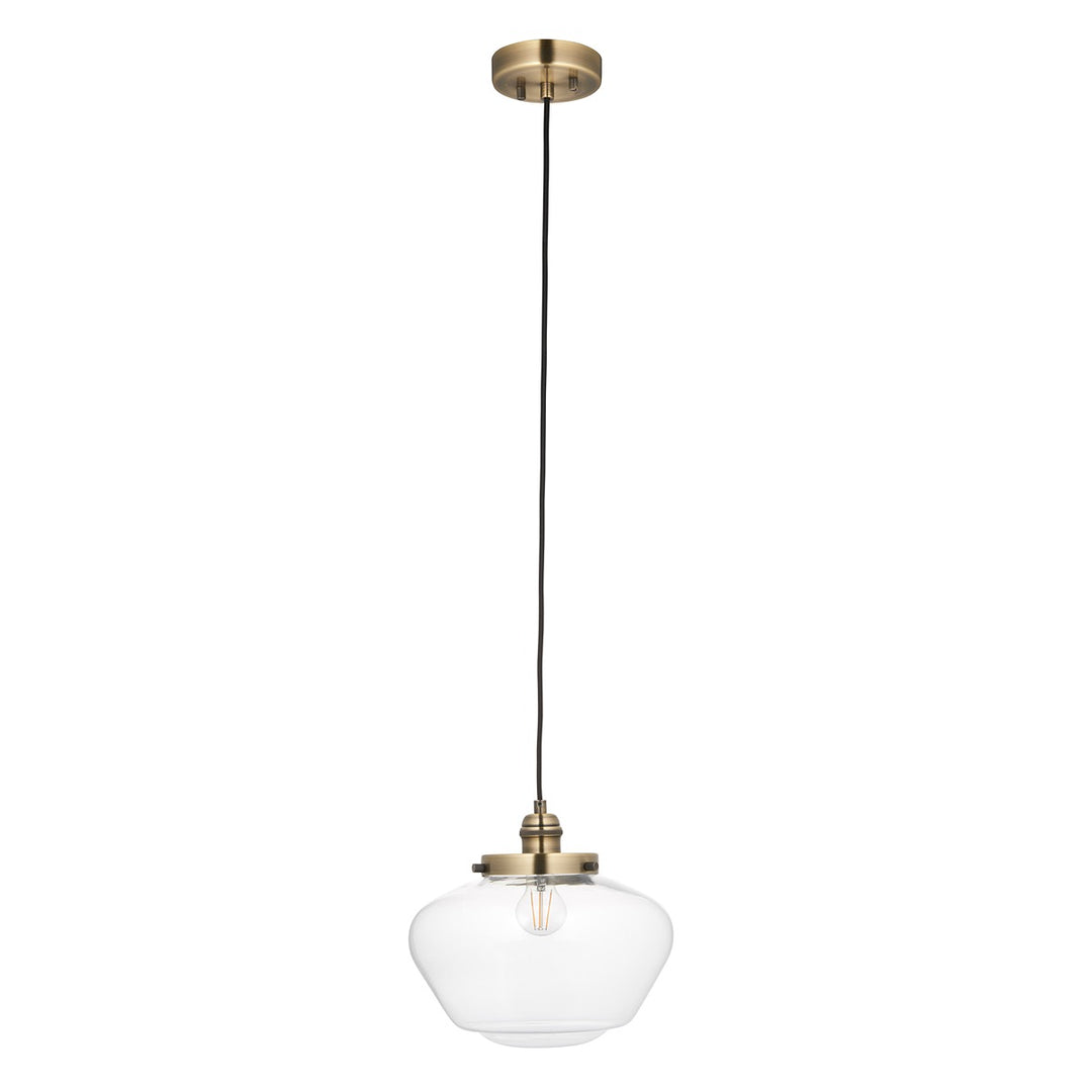 Chelsey 1 Light Pendant Light - Antique Brass & Clear Glass Endon 1
