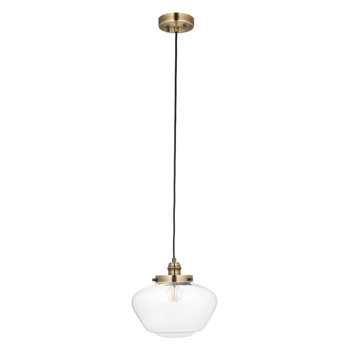 Chelsey 1 Light Pendant Light - Antique Brass & Clear Glass Endon 1
