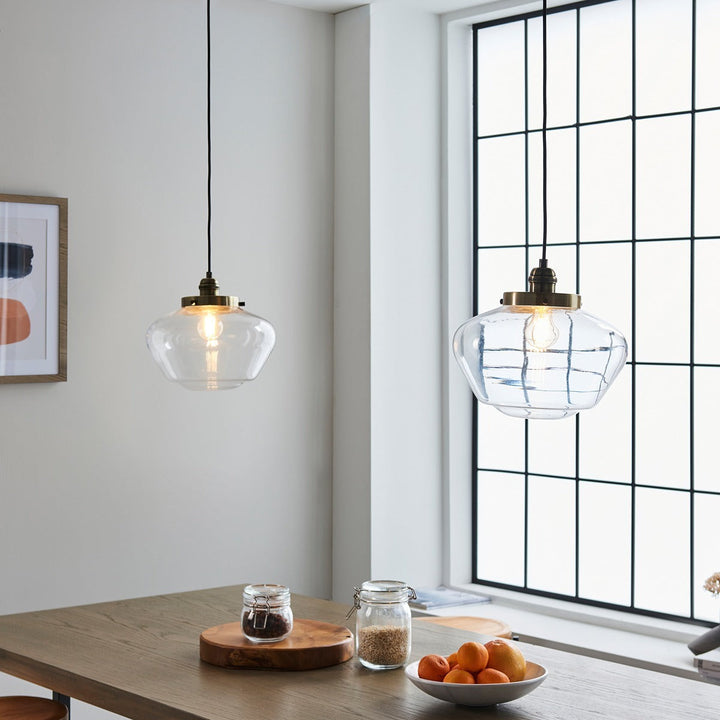 Chelsey 1 Light Pendant Light - Antique Brass & Clear Glass Endon 5