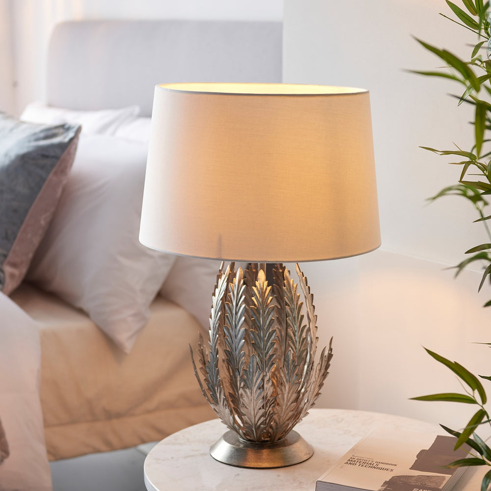Delphine Leaf Table Lamp - Silver Endon 2
